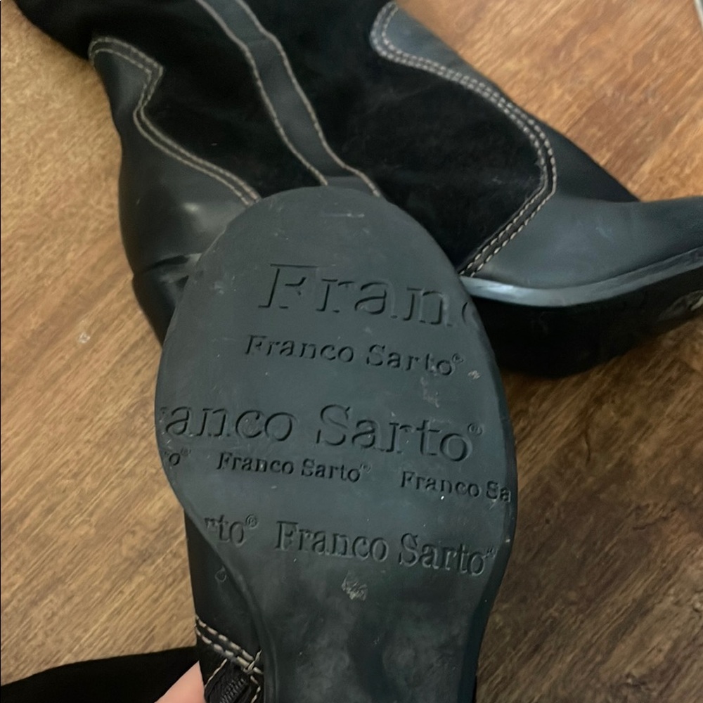 Franco Sarto Black Leather Heeled Boots - Picture 8 of 9